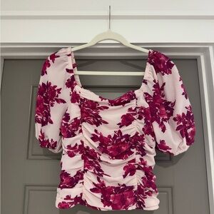 Versona Pink Floral Puff Sleeve Blouse